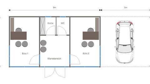 Bürocontainer als Verkaufsscontainer für Autohäuser