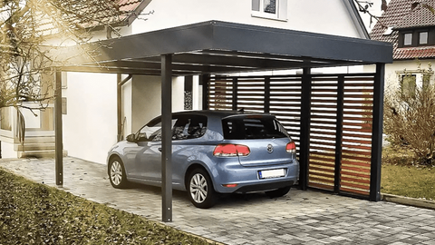 Einzelcarport mit Sichtzaun