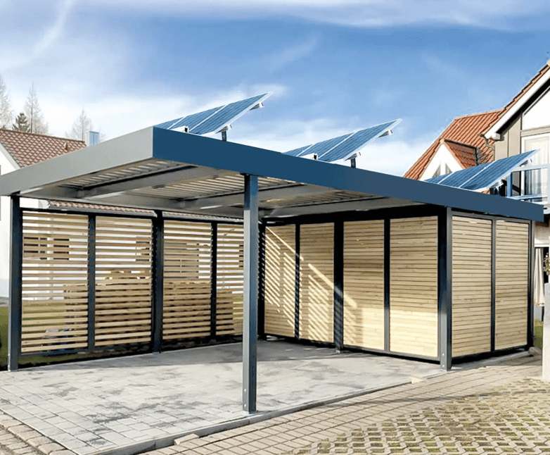Photovoltaikanlage auf Fertigcarports von Hacobau GmbH Solaranlage für Stahlcarportdächer von Hacobau
