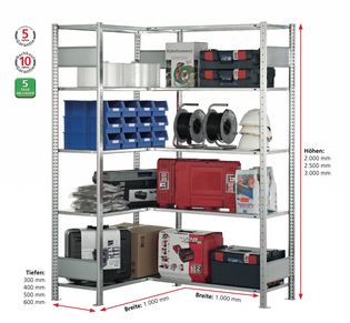 Lageroptimiertes Eckregal Fachbodenregale