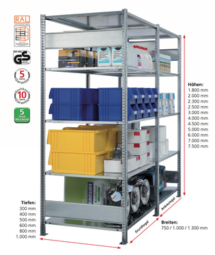 Fachbodenregal mit Längenriegel zur Versteifung von Hacobau GmbH Fachbodenregale Versteifung durch Längenriegel