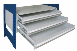 Regalschubladen integriert in Fachbodenregale von Hacobau GmbH Schubladen für Regale 3Stück 3er Sets