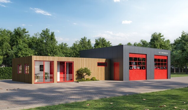 Feuerwachen und Rettungswachen günstig bauen in Modulbauweise